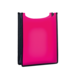 Ein pinkfarbener, flexibler Organizer mit schwarzem Rand, geeignet für die Aufbewahrung von Dokumenten oder kleinen Gegenständen.