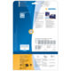 Rückseite einer Verpackung für Etiketten von HERMA, mit Anweisungen, QR-Code und Informationen zu kostenloser Software.