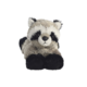 Plüschwaschbär mit grauem und schwarzem Fell, großen Augen und einem runden Gesicht, sitzt aufrecht.
