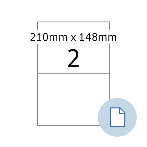 Formatdetails für ein Dokument: 210 mm x 148 mm, mit der Zahl 2 und einem Symbol für ein Dokument.