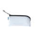 Weiße, rechteckige Federtasche mit schwarzem Reißverschluss und grauem Zipper. Ideal für Stifte und kleine Schreibutensilien.
