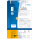 Rückseite einer Verpackung für Etiketten von HERMA, mit Informationen zu Software, Anwendungshinweisen und einem QR-Code.