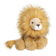 Plüschlöwe mit einer goldenen Mähne und einem freundlichen Gesicht, sitzt aufrecht mit einem weichen Körper.