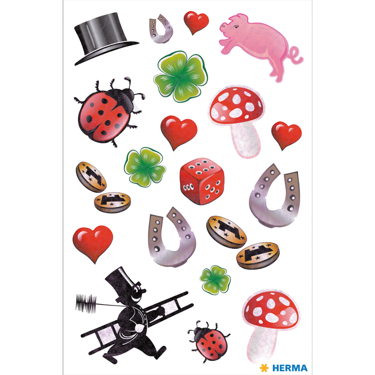 Sticker Glückssymbole mit Glitter