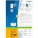 Produktinformationen von HERMA, einschließlich Softwarehinweis und QR-Code. Enthält eine Tabelle mit verschiedenen Etikettengrößen und -formaten.