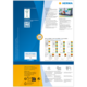 Rückseite einer Produktverpackung von HERMA mit Informationen zu Etiketten, Software und Anwendungshinweisen. Enthält QR-Code und Grafiken.