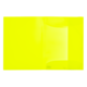 Ein leuchtend gelbes, transparentes Blatt, das auf einer einheitlichen, dunklen Oberfläche liegt.