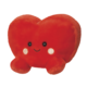Rotes, herzförmiges Plüschtier mit einem lächelnden Gesicht und zwei kleinen Wangen.