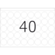 Eine große Zahl "40" in der Mitte eines Rasters mit vielen leeren Kreisen.