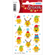 Bunte Weihnachtsaufkleber mit lächelnden Gesichtern, Weihnachtsmützen, Schneeflocken, Weihnachtsbäumen und Rentiermotiven.