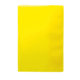 Ein leuchtend gelbes, glänzendes Blatt Papier oder Kunststoff, das aufrecht steht.