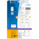 Rückseite einer Verpackung für HERMA Produkte, mit Anweisungen, Diagrammen und Informationen zur Software.