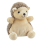 Plüschig, sitzender Igel mit einem runden, beigen Körper und braunem, stacheligem Rücken. Freundliches Gesicht mit kleinen Ohren.