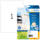 Etikettenpackung aus Recyclingpapier mit der Aufschrift "HERMA SPECIAL" und Informationen zu den Etiketten.