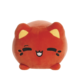 Runder, orangefarbener Plüsch-Katze mit lächelndem Gesicht und kleinen Ohren.