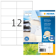 Etiketten aus Recyclingpapier mit der Nummer 12, verpackt in einer blauen und weißen Verpackung. Enthält 90 Etiketten.