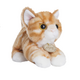 Plüschkatze mit orangefarbenem Fell und großen Augen, mit einem Etikett, das den Namen "Migon" trägt.