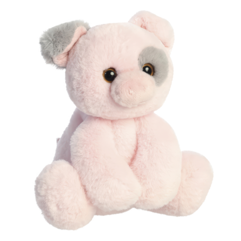 Plüschspielzeug eines Deutschen Schäferhundes, liegend mit braunem und schwarzem Fell, detailreiche Darstellung.