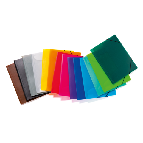 Bunte Ordner in verschiedenen Farben, angeordnet in einer Reihe. Die Farben umfassen Rot, Schwarz, Weiß, Gelb, Pink, Blau, Grün und mehr.