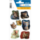 Aufkleber mit verschiedenen Katzenmotiven, darunter sitzende und spielende Kätzchen in unterschiedlichen Posen und Farben.