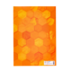 Sechseckige Muster in verschiedenen Orangetönen auf einem Hintergrund. Enthält eine Etikette in der unteren rechten Ecke.