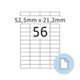 Maßstab 52,5 mm x 21,2 mm mit der Zahl 56 in der Mitte und einem Symbol für ein Dokument in der unteren rechten Ecke.