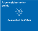 Arbeitssicherheitspolitik mit dem Fokus auf Gesundheit, dargestellt durch ein Symbol einer Glühbirne mit Zahnrädern.